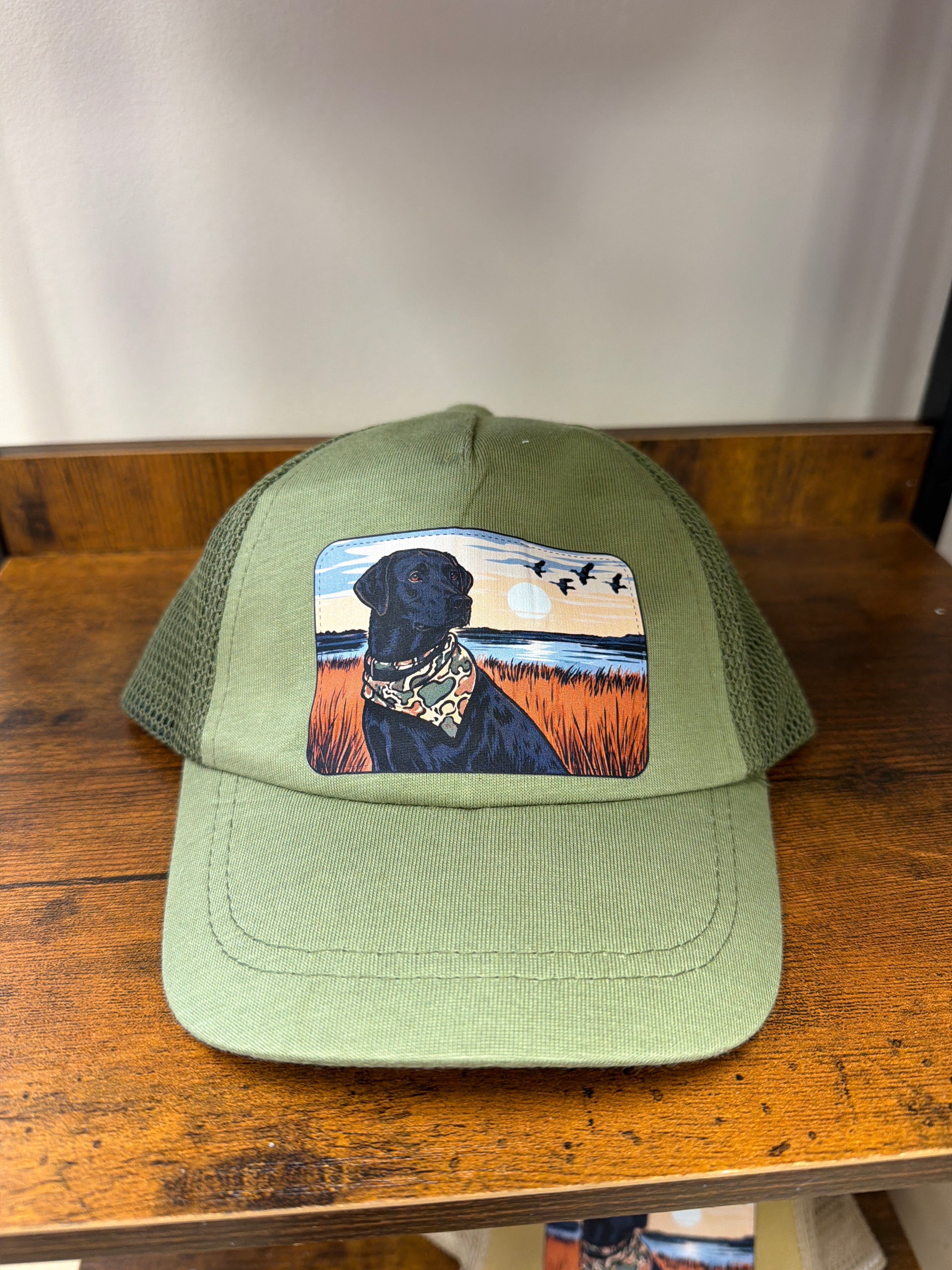 Black lab infant hat-green