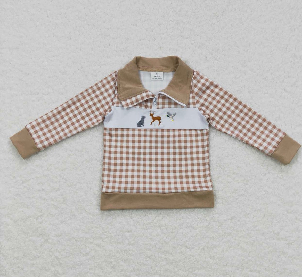 Gingham hunting pullover