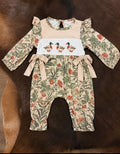 Duck flower long sleeve romper