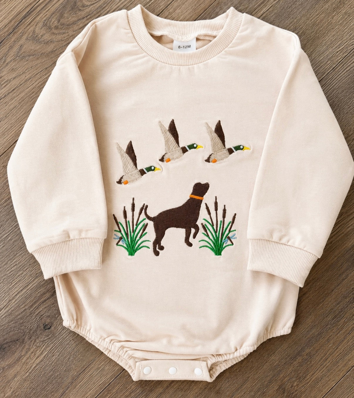 Dog and duck long sleeve onesie