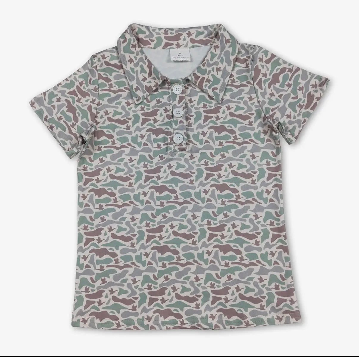 Short Sleeves Duck Camo Kids Boys Polo Shirt