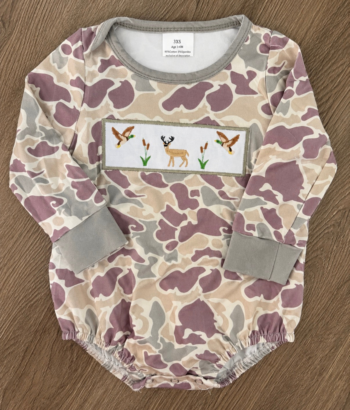 Long sleeve camo bubble duck and deer