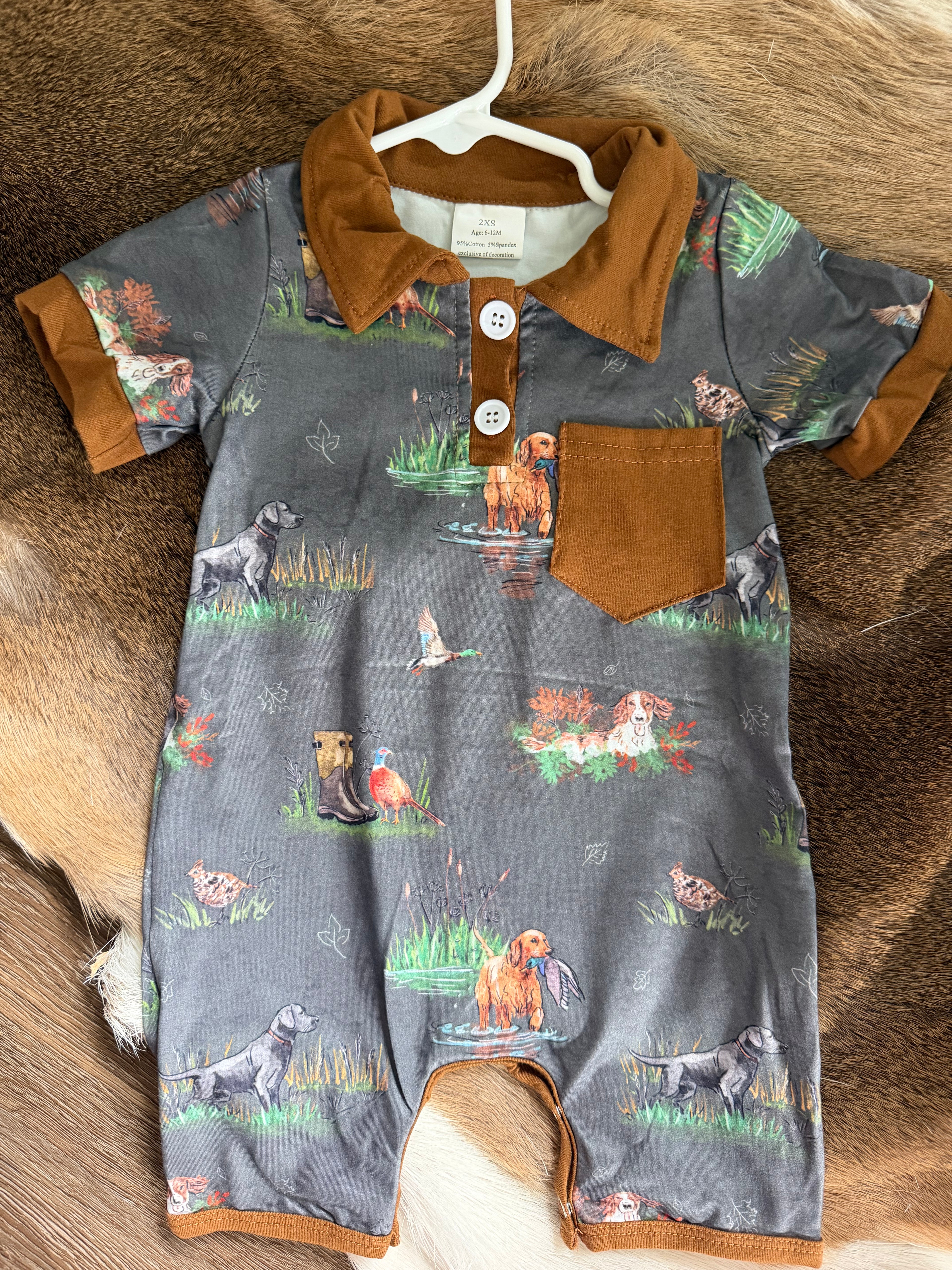 Dog outdoorsman romper